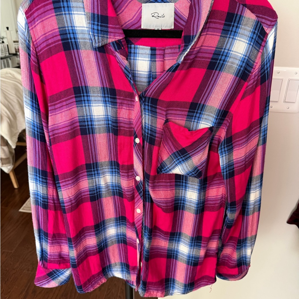 Rails Vibrant Pink and Blue Plaid Shirt